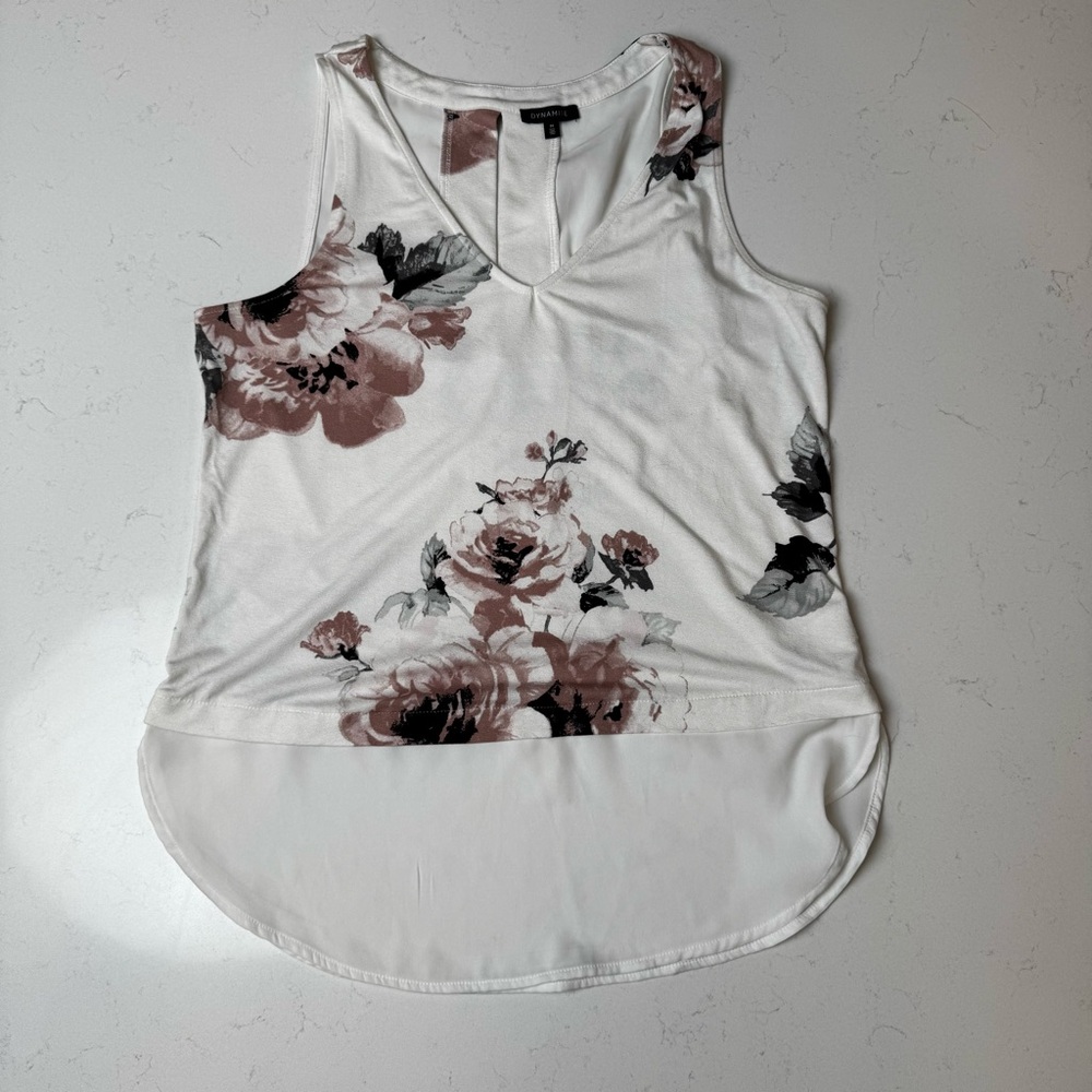 Dynamite Floral Tank Top - White and Pink